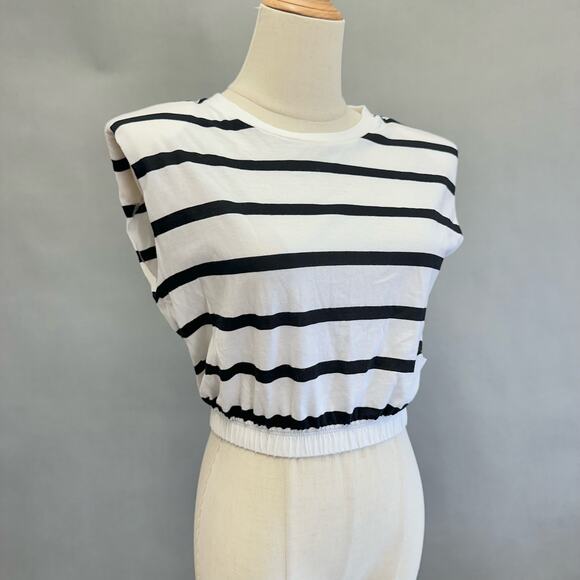 Calvin Klein Jeans Women's Striped Elastic-Waist Shoulder-Pad Top Size XS NWT - Picture 6 of 15